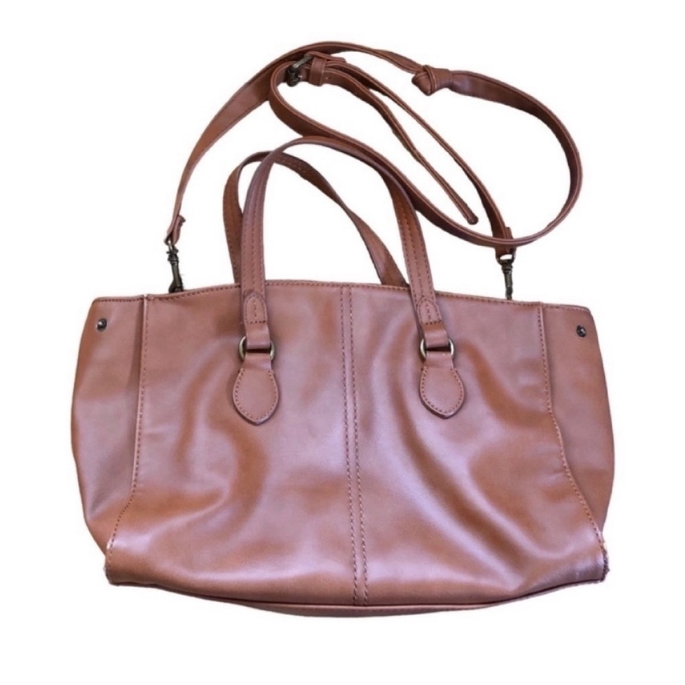 SALE Universal Thread Cognac Tan Faux Leather Satchel Purse Bag Detachable Strap